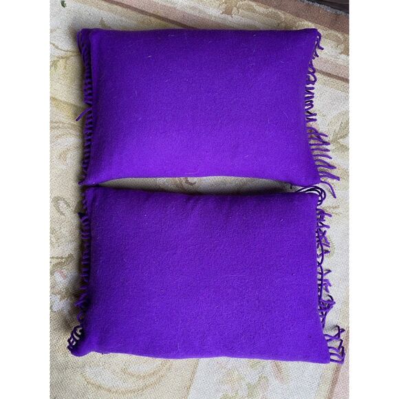 EUC Ralph Lauren Cashmere Purple Fringe Throw Pillow Set of 2 - Picture 2 of 7
